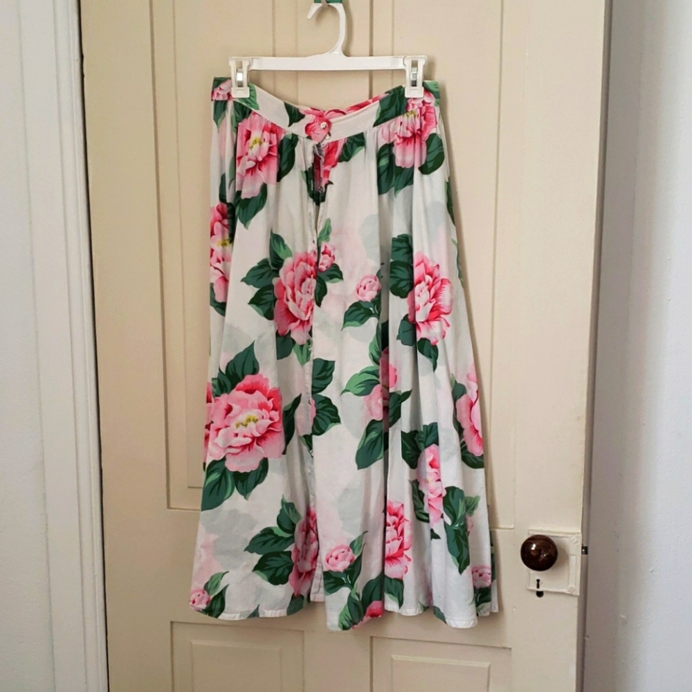 Vintage Floral Peony Maxi Skirt